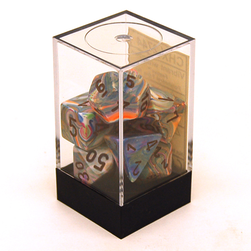 Chessex Dice Set: Festive Vibrant w/ Brown (7)