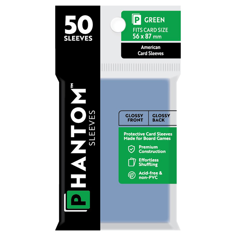 Phantom Sleeves: Green Size 56 x 87mm - Glossy/Glossy (50)