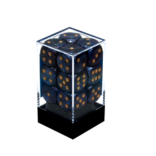 Chessex 16mm d6 Set: Scarab Royal Blue w/Gold (12)