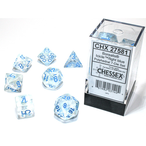 Chessex Dice Set: Borealis Luminary Icicle/Light Blue (7)