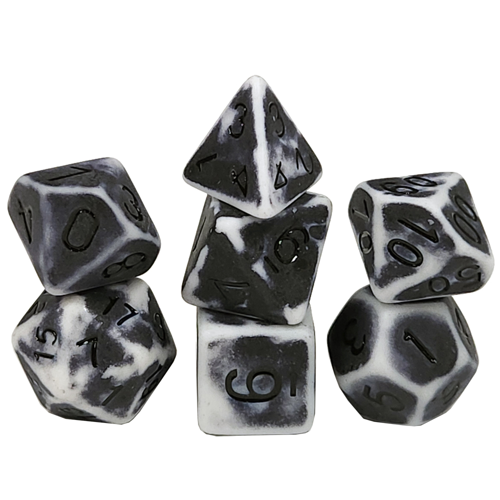 Game Plus Products 16mm Resin Dice: Ancient - Grey & White (7)