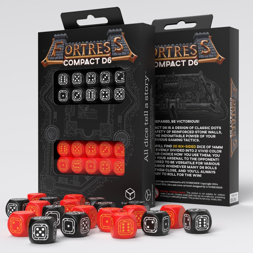 Fortress Compact d6 Set: Black & Red (20) (Last Chance)