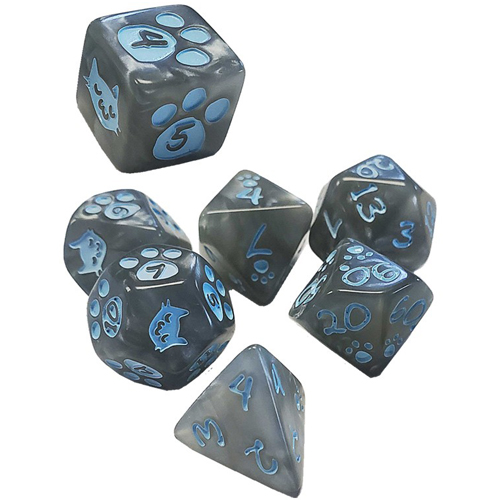 Kitten Polyhedral Dice Set: Grey (7)