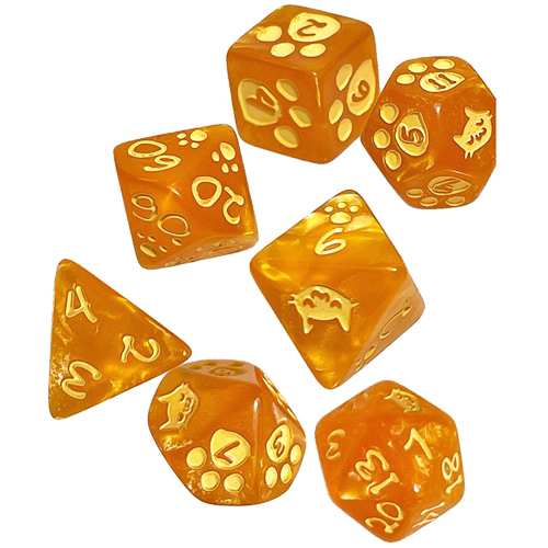 Kitten Polyhedral Dice Set: Orange (7)