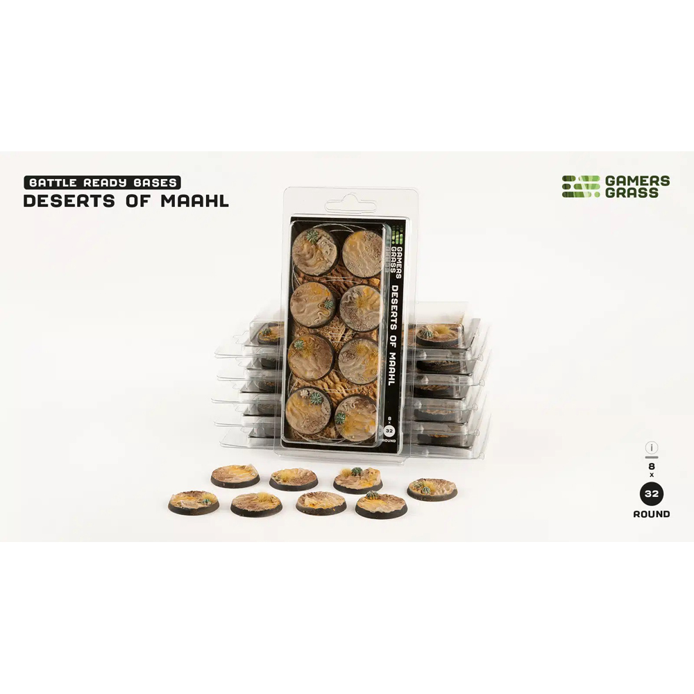 Battle Ready Bases: Deserts of Maahl - Round 32mm (8)