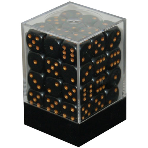 Chessex 12mm d6 Set: Opaque Black w/Gold (36)