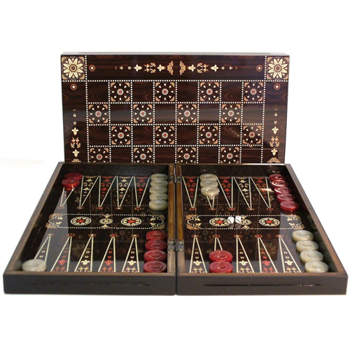 Backgammon: Flowered Decoupage - 19in Set