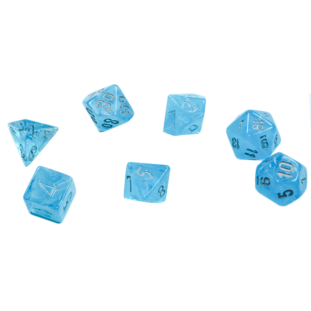 Chessex Mini Dice Set: Luminary - Sky w/ Silver (7)