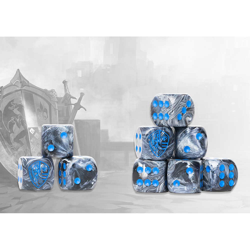 Conquest Marbled Dice: Hundred Kingdoms Logo on Grey (24)