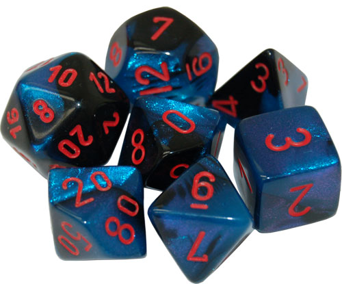 Chessex Dice Set: Gemini Black-Starlight w/ Red (7)
