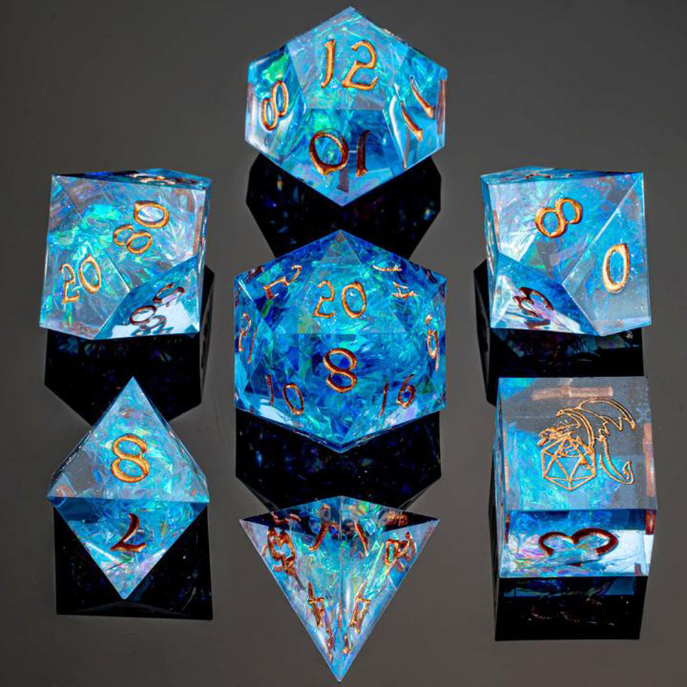 Sharp-Edge Polyhedral Dice Set: Captured Magic - Blue (7) (Last Chance)