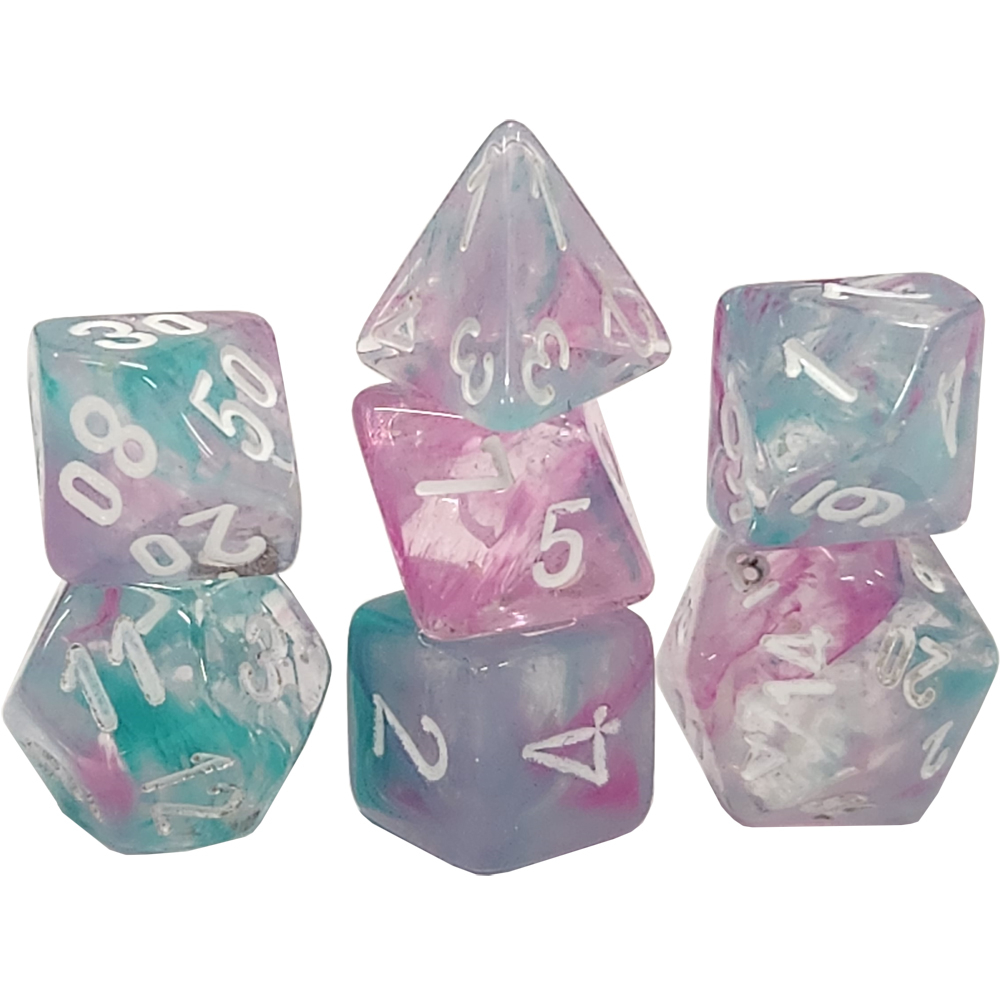 Chessex Mini Dice Set: Nebula - Wisteria w/ White (7)