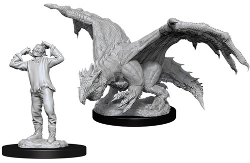 D&D Nolzur's Marvelous Unpainted Minis: W11 Green Dragon Wyrmling & Afflicted Elf