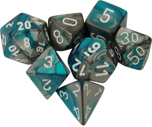 Chessex Dice Set: Gemini Steel-Teal w/White (7)