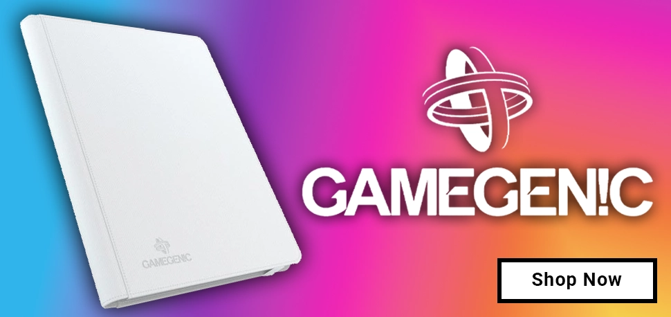 A White Gamegenic zipper Card Album on a Rainbow gradient 