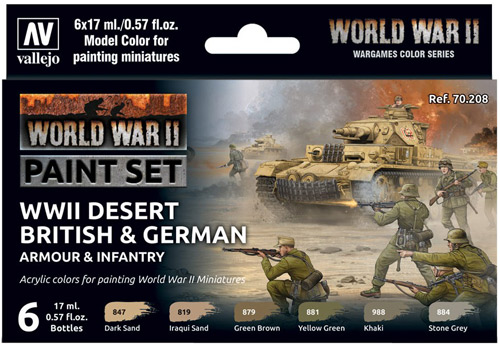 Vallejo Model Color Set: WWII Desert - British & German Armour & Infantry