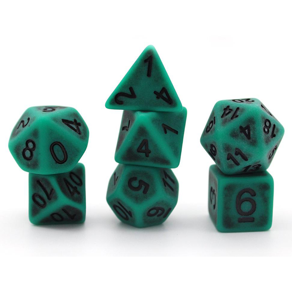 Game Plus Products 16mm Resin Dice: Antique - Green (7)