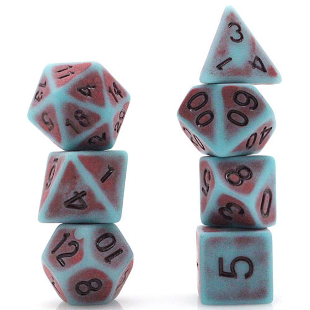 Game Plus Products 16mm Resin Dice: Ancient - Blue & Red (7)