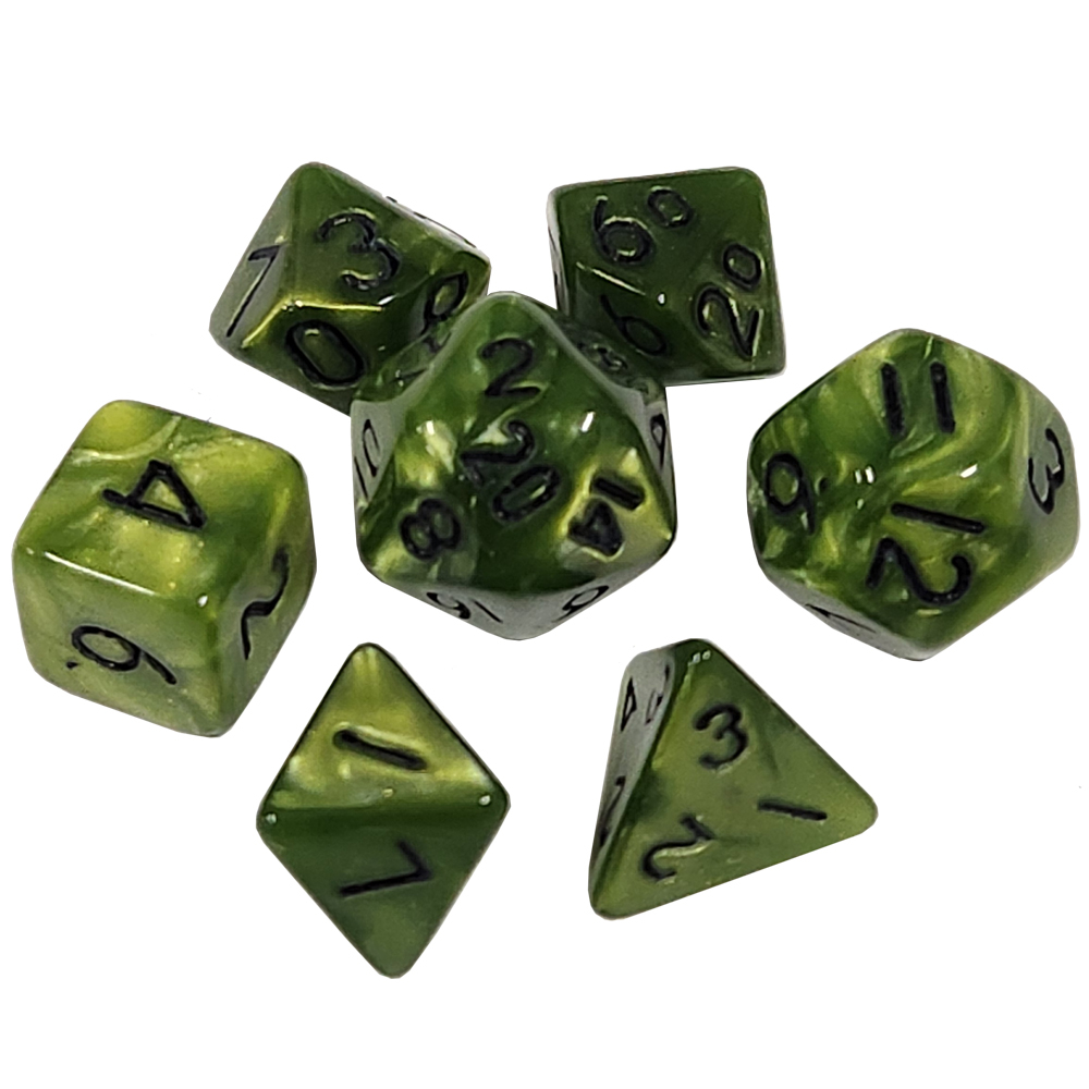 Game Plus Products 10mm Resin Dice: Pearl - Olive Green (7)