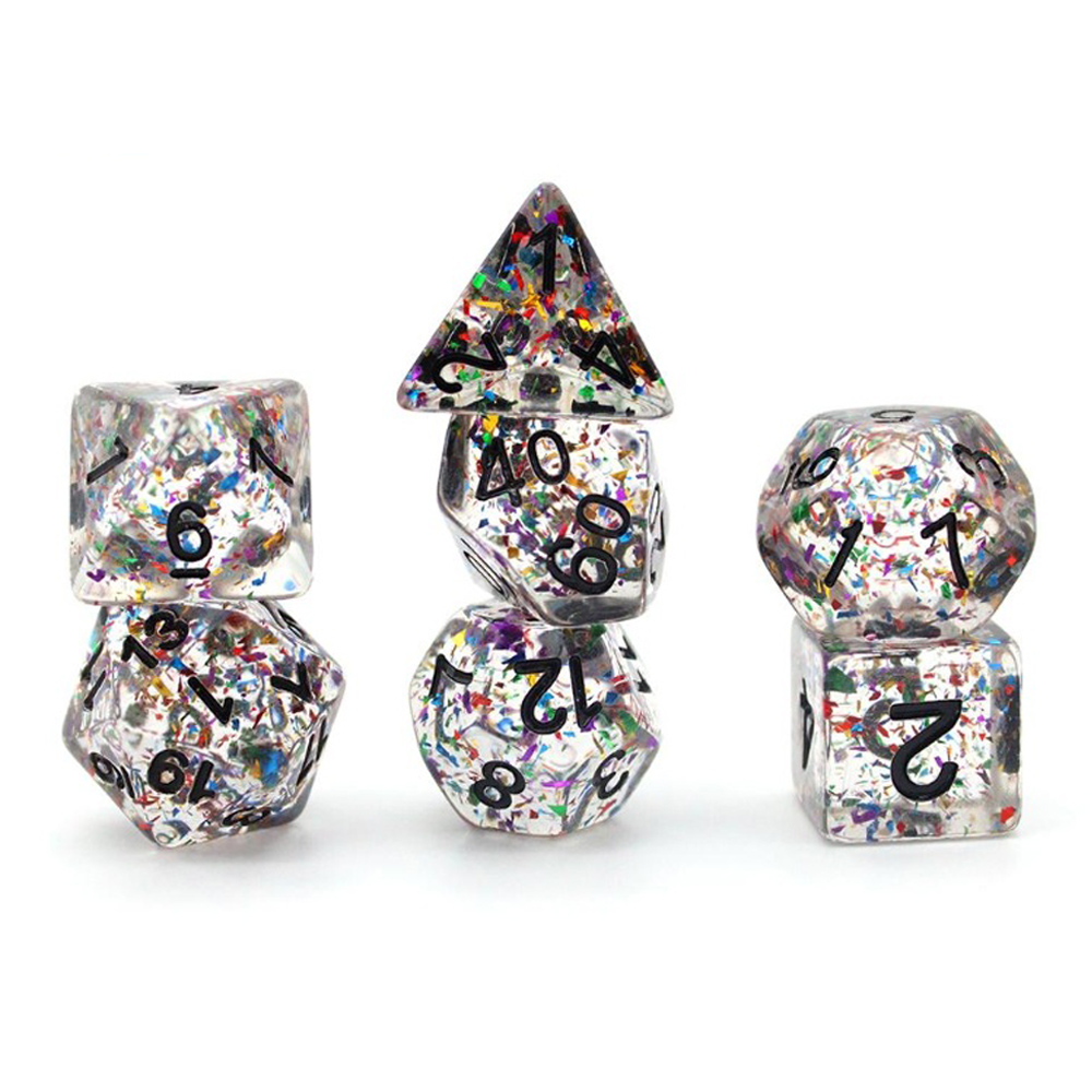Game Plus Products 16mm Resin Dice: Paillette - Rainbow Confetti (7)