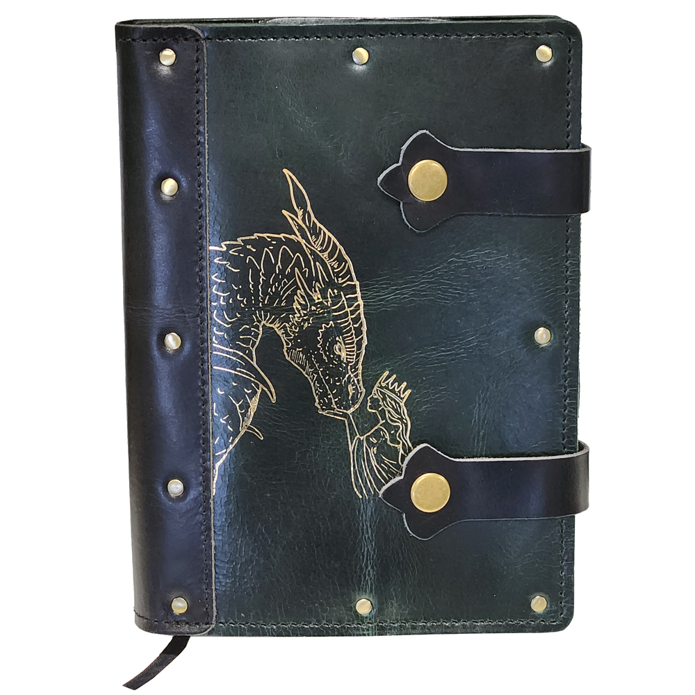 Grimbeard Leather Adventure Journal: Large - Green w/ Black Spine & Strap