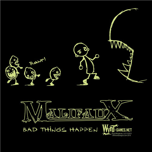 OffWorld Designs T-Shirt: Malifaux - Bad Things Happen (Medium) (Last Chance)