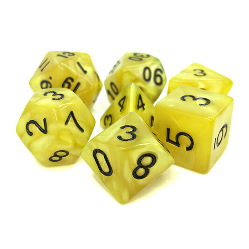 Game Plus Products 10mm Resin Dice: Pearl - Yellow (7)