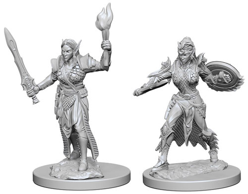 Pathfinder Battles Deep Cuts Unpainted Minis: W1 Female Elf Fighters