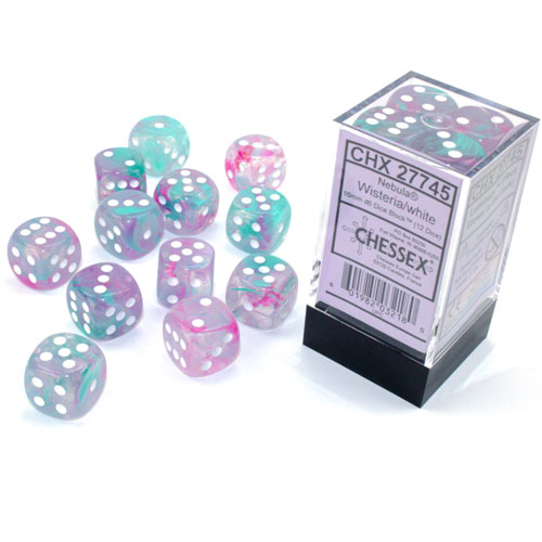 Chessex 16mm d6 Set: Nebula Luminary - Wisteria w/White (12)