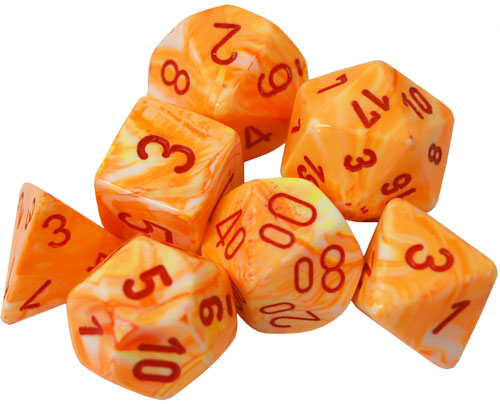 Chessex Dice Set: Festive Sunburst/Red (7)
