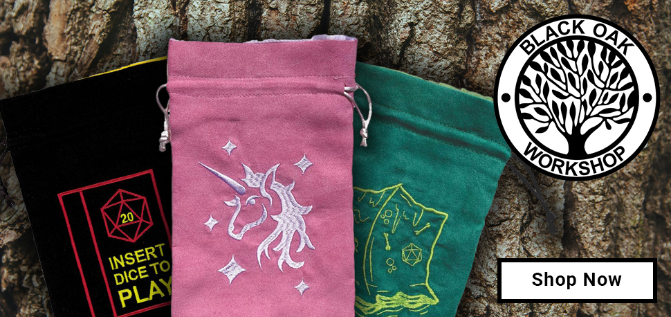 Three Black Oak Workshop Dice Bags