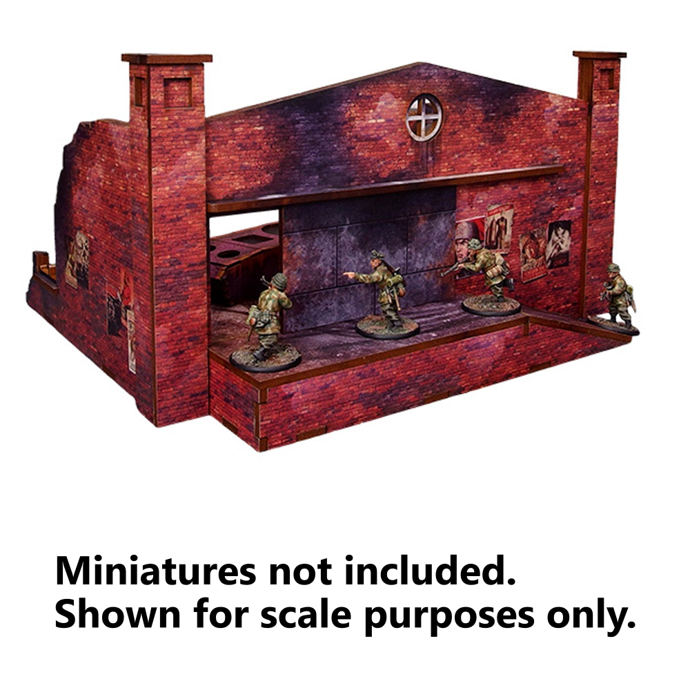Bolt Action HDF Terrain: WW2 Ostfront Stalingrad - Ruined Factory Back (with Ramp) (Preorder)