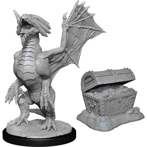 D&D Nolzur's Marvelous Unpainted Minis: W13 Bronze Dragon Wyrmling & Pile of Sea Found Treasure