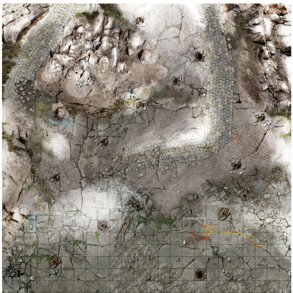 Battle Systems Gaming Mat: Frosty Crags (2x2ft) - Grid