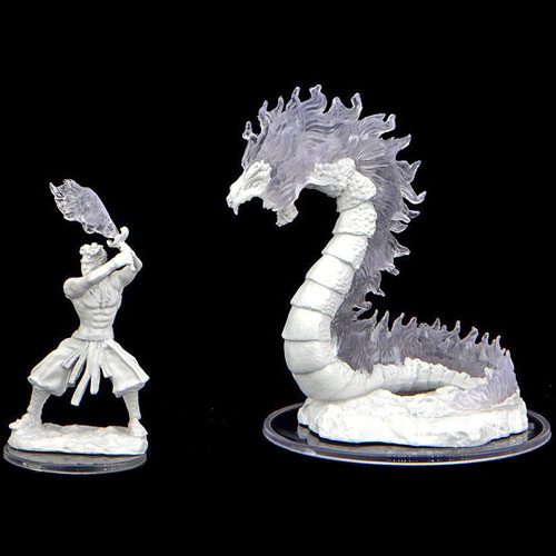 Critical Role Unpainted Minis: W2 Ashari Firetamer & Inferno Serpent