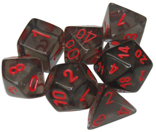 Chessex Dice Set: Translucent Smoke/Red (7)