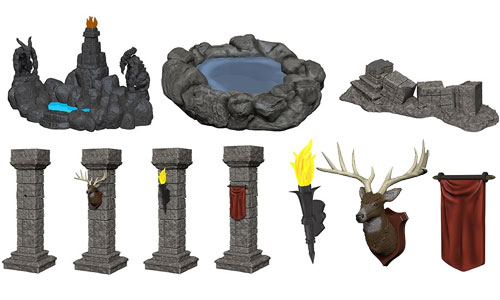 WizKids Miniatures: Fantasy Terrain - Painted Pools & Pillars (Set 1)