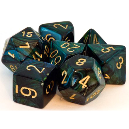 Chessex Dice Set: Scarab Jade w/Gold (7)