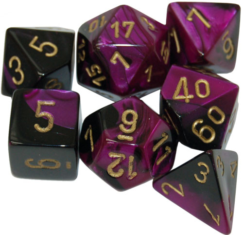 Chessex Dice Set: Gemini Black-Purple w/Gold (7)