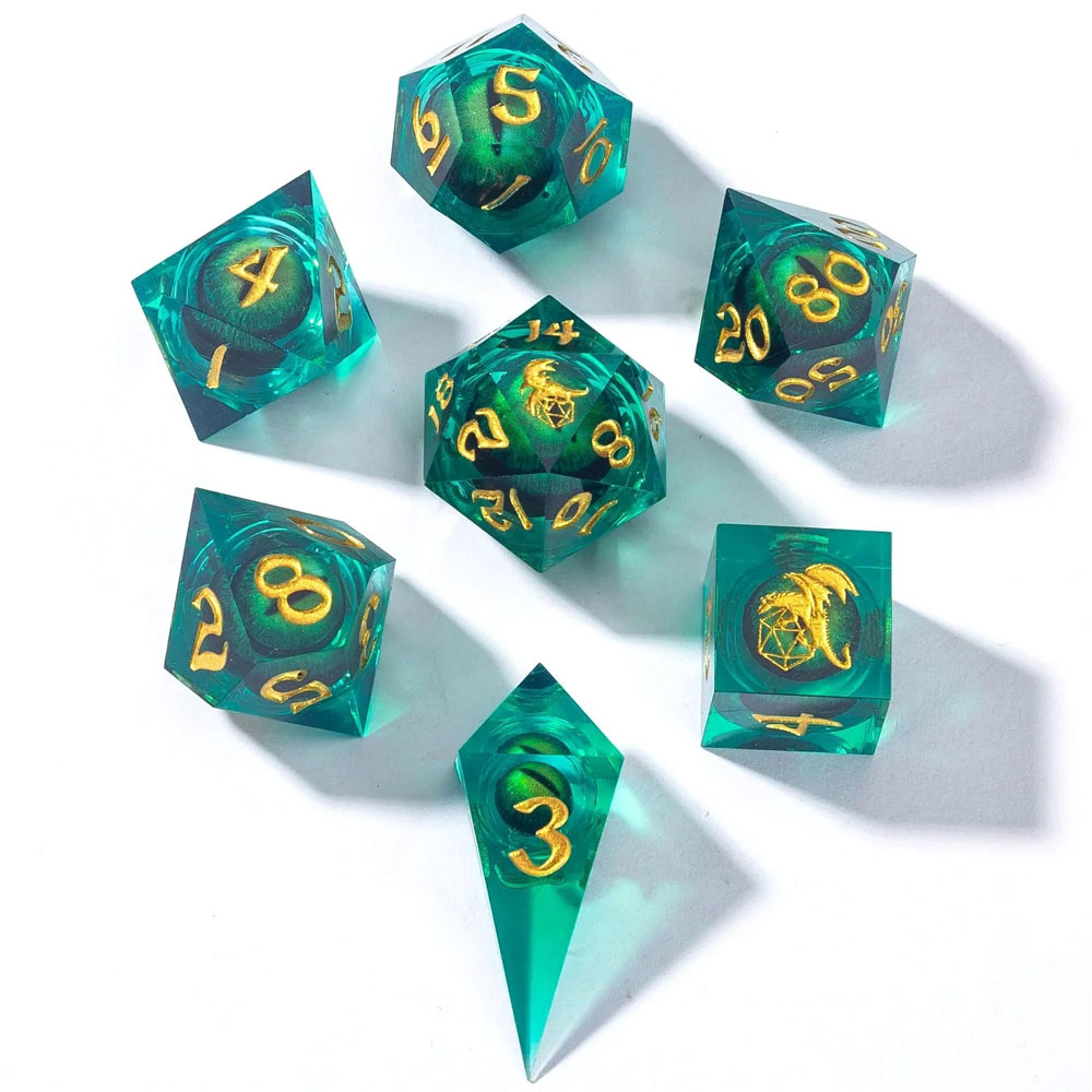 Sharp-Edge Polyhedral Dice Set: Always Watching - Beholder's Gaze (7) (Last Chance)
