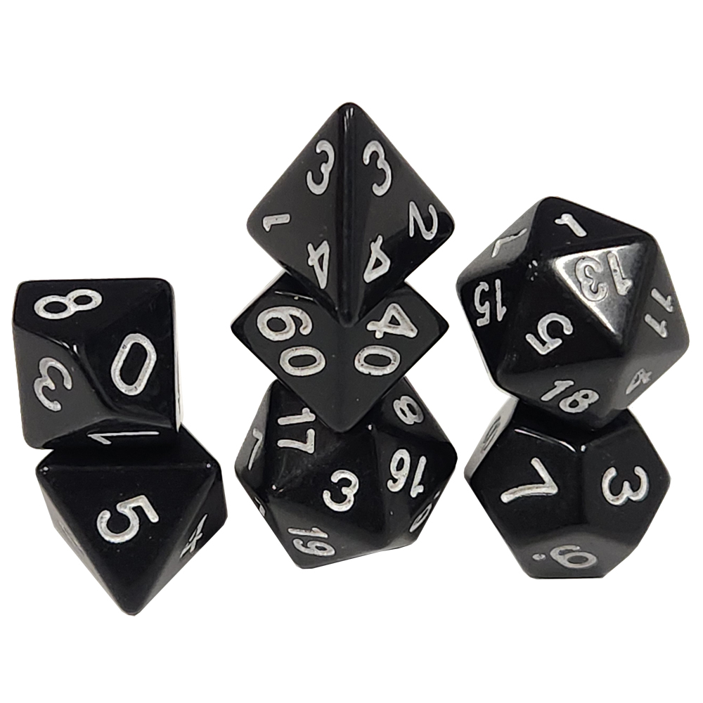 Game Plus Products 16mm Resin Dice: Classic - Black (7)