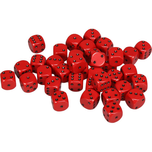Chessex 12mm d6 Set: Opaque - Red w/Black (36)