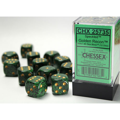 Chessex 16mm d6 Set: Speckled - Golden Recon w/Gold (12)
