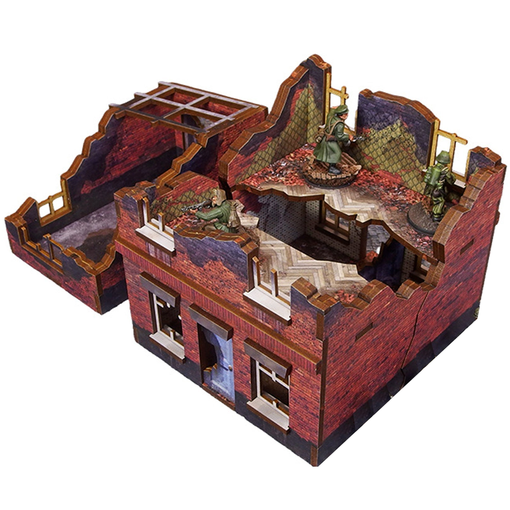 Bolt Action HDF Terrain: WW2 Ostfront Stalingrad - Ruined Small House & Garage (Preorder)