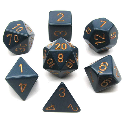 Chessex Dice Set: Opaque Dusty Blue w/Copper (7)