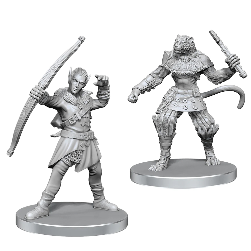 Pathfinder Battles Deep Cuts Unpainted Minis: W26 Elf Hunter & Catfolk Bandit