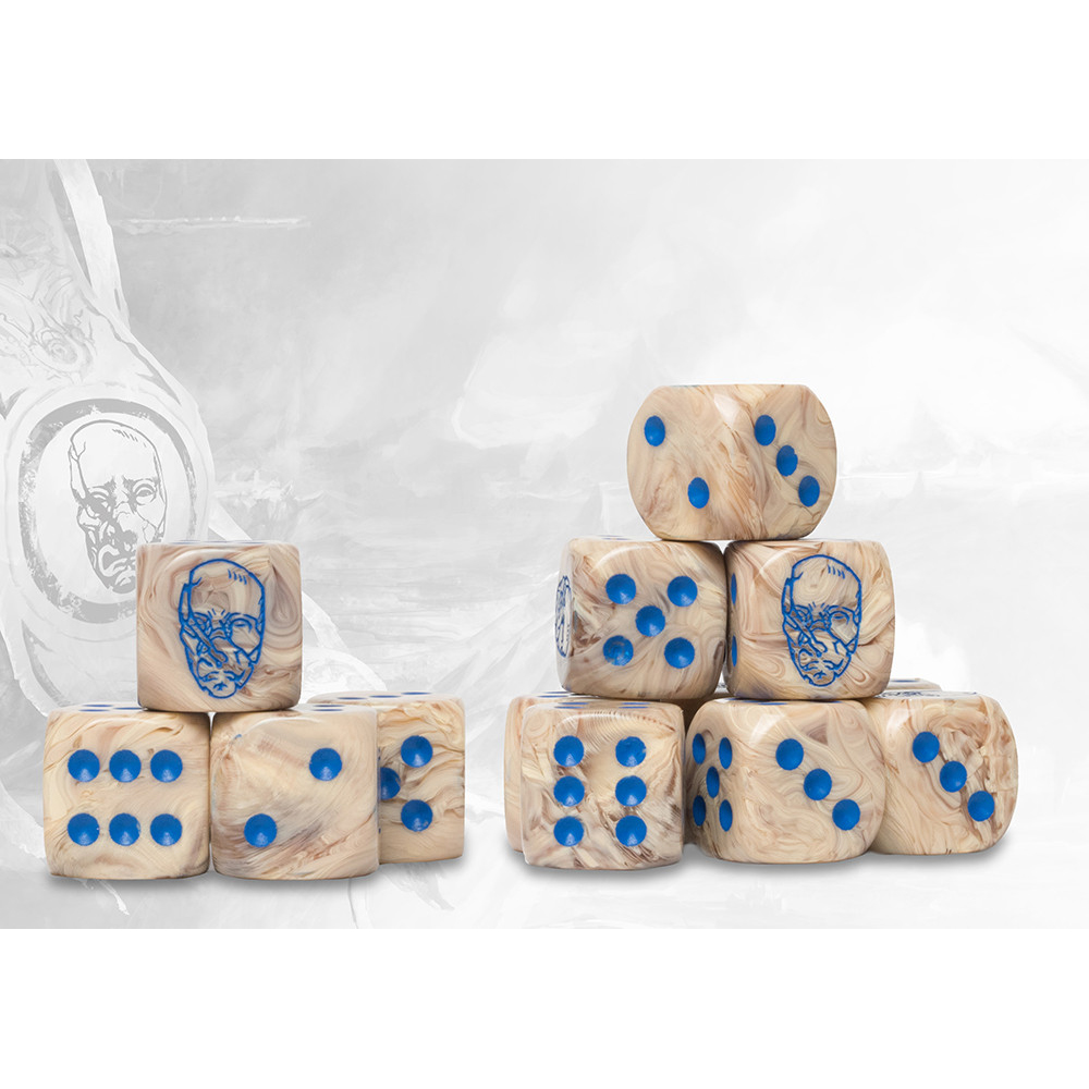Conquest Marbled Dice: Spires Logo on Bone (24)