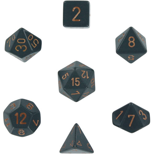 Chessex Dice Set: Opaque Dark Grey w/Copper (7)
