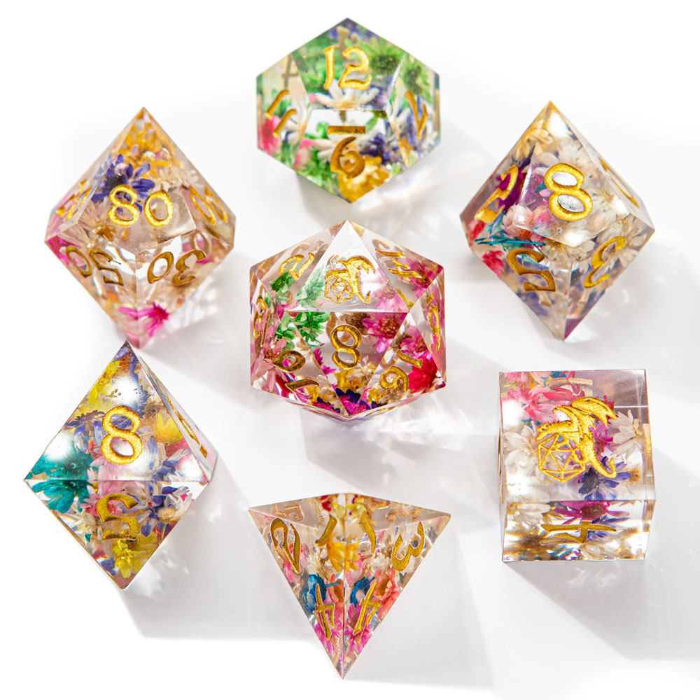 Sharp-Edge Polyhedral Dice Set: Captured Magic - Essence of Spring (7) (Last Chance)