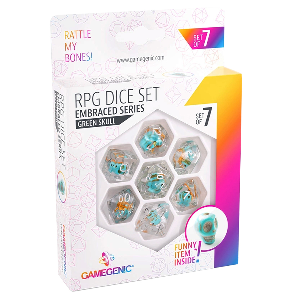 Embraced Series Polyhedral Set: Green Skull (7) (Clearance)